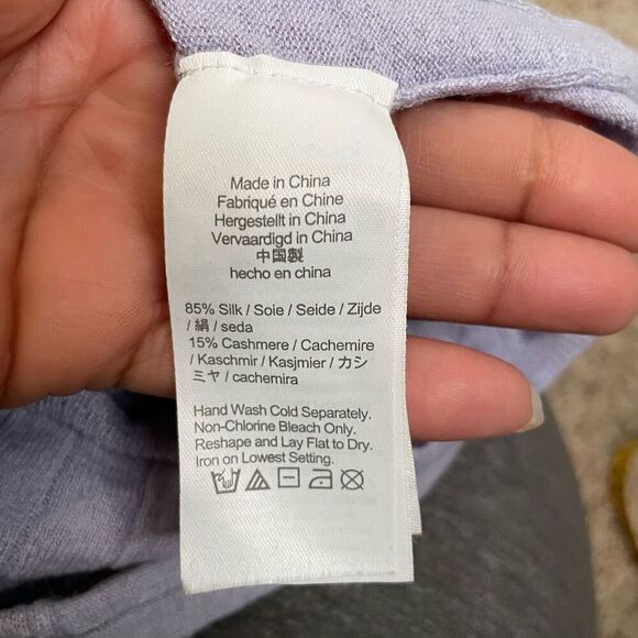 J. Crew Womens Cashmere Silk Blend Cropped TShirt S Lilac Twee Coquette Ribbed - Picture 5 of 6